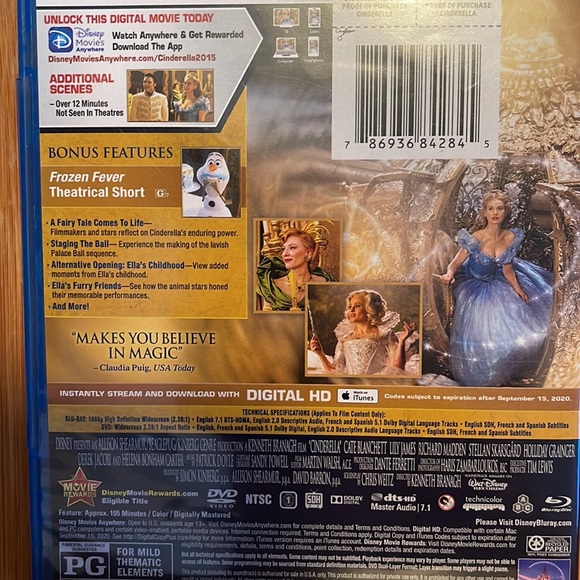 Disneys Cinderella DvD & Blu Ray - Picture 2 of 3